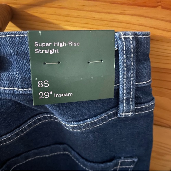 Super-High Rise Contrast Stitch Straight Jeans - Wild Fable - Picture 6 of 7